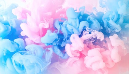 Fototapeta premium Pink and Blue Ink in Water with Abstract Cloud Background.