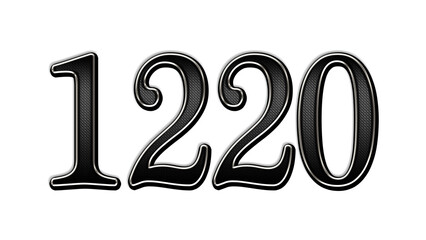 black metal 3d design of number 1220 on white background.