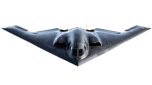3D rendering of stealth bomber aircraft model in flight - isolated on transparent background 