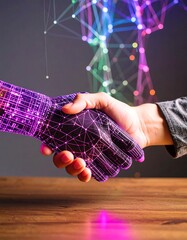 Futuristic handshake between human and robot