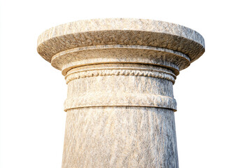 a close up of a stone pillar with a white sky background