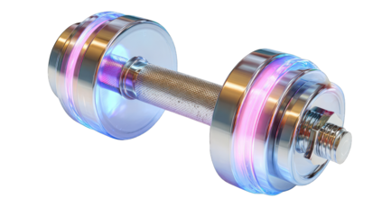 3D render of a dumbbell with glowing accents