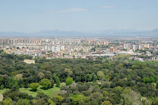 Aerial view of the Capodimonte woods and Northern Naples