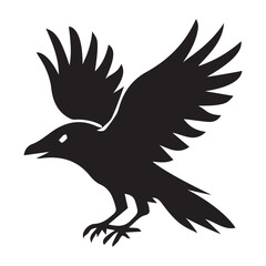 Black bird with spread wings in silhouette vector