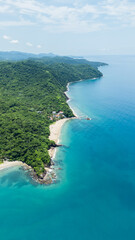 Pristine beaches in Lo de Marcos, Mexico, view towards the south of the riviera nayarit
