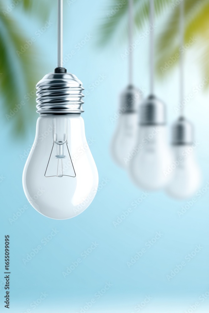 Poster light bulb palms showcase a creative light bulb design with a cheerful background ready for text