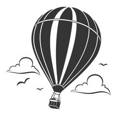 Fototapeta premium Hot air balloon with clouds silhouette