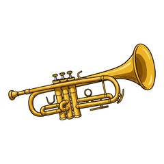 Fototapeta premium Golden trumpet musical instrument isolated on transparent background
