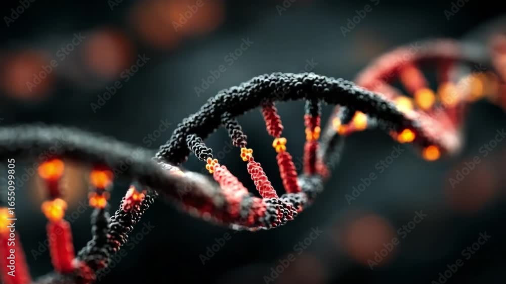 Poster genetic code unveiled: a close-up view of a dna double helix, revealing the intricate structure and 