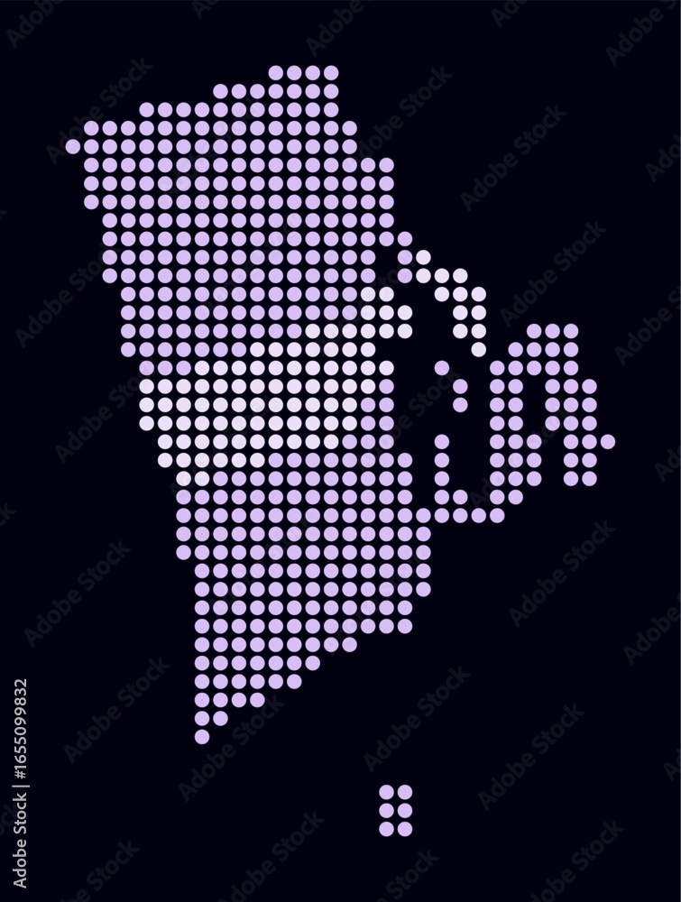 Poster rhode island dotted map. digital style map of the state on dark background. rhode island shape with 