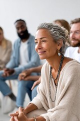 Fototapeta premium Support network meeting fosters emotional reassurance among diverse individuals during challenging times