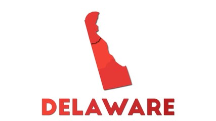 Delaware map showing regions. Animated us state map with title. 4k resolution animation. - Powered by Adobe