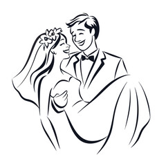 Joyful Newlyweds A Groom Carries His Bride in Celebration of Their Wedding Day Full of Love and Happiness