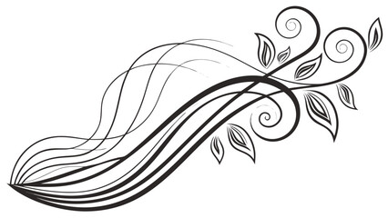 Elegant floral design with swirling lines and leaves in a flowing pattern on a white background created with generated ai