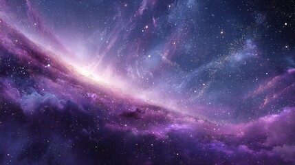 Naklejka premium Beautiful purple nebula with a bright center shining against a deep blue background