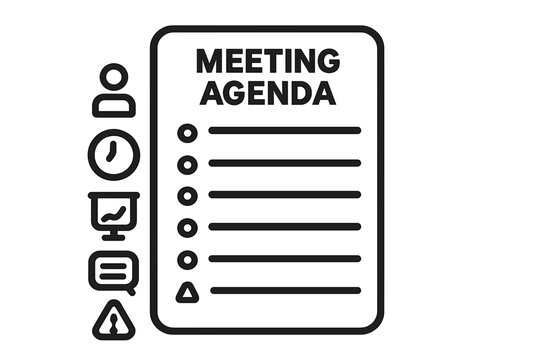 Meeting agenda document with icons and checklist elements meeting agenda template