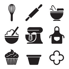 Baking Utensils And Ingredients Collection whisk rolling pin