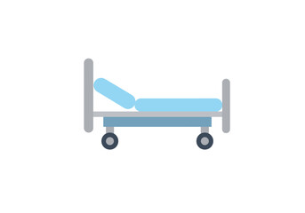 Simple Illustration of a Hospital Bed with Wheels Flat Design.
