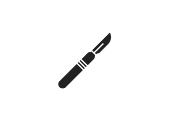 Simple Surgical Scalpel Icon Black and White Style.