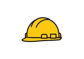 Yellow Hard Hat with Black Outline Construction Safety Gear.