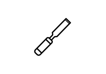 Simple Black Line Art Chisel Tool Illustration.