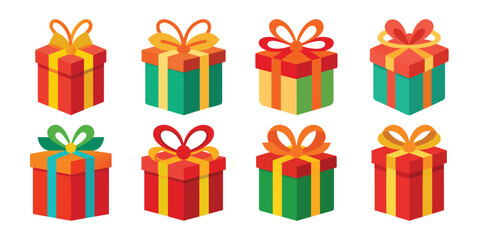 Collection of Colorful Gift Boxes with Ribbons for Celebrations and Special Occasions