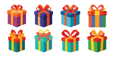 Colorful Gift Boxes with Ribbons and Bows for Celebrations and Holidays