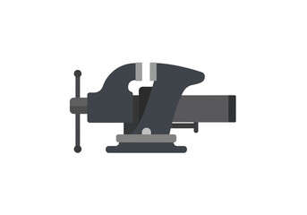 Gray Metal Workshop Vise with Handle and Jaws.