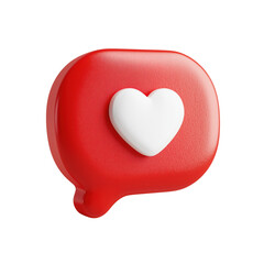 Express your admiration with a vibrant red speech bubble featuring a prominent white heart, perfect for social media engagement and positive communication.