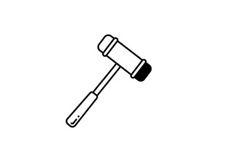 Simple Black and White Medical Reflex Hammer Icon Illustration.