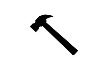 Black Silhouette of a Hammer with Claw and Handle Angled.