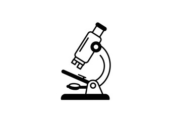 Black and White Microscope Illustration for Scientific Research and Analysis.