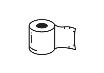 Minimalist Toilet Paper Roll Icon with Perforated Sheet Detail.