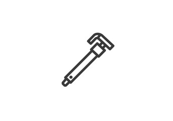 Simple Black Outline of a Pipe Wrench Tool Icon.