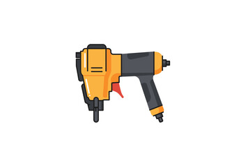 Pneumatic Nail Gun: Yellow and Gray Side View Construction Tool.