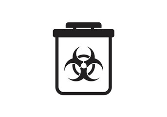 Black and White Biohazard Waste Container Icon Graphic.