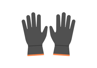 Pair of Dark Gray Work Gloves with Orange Cuffs Isolated.