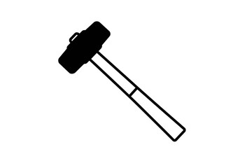 Black and White Sledgehammer Icon with Handle Construction Tool Vector Illustration.