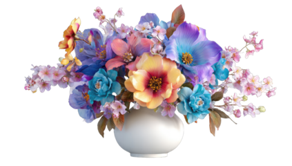Vibrant floral arrangement in a white vase