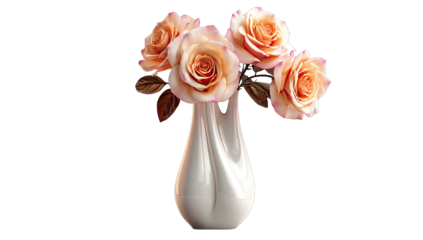 Cream vase with peach roses