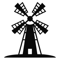 windmill silhouette vector