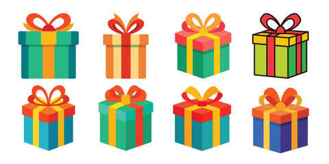 Colorful Gift Box Collection with Ribbons for Celebrations and Special Occasions
