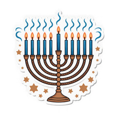Festive hanukkah menorah with burning candles isolated on transparent background, a symbol of jewish tradition, celebration, and the winter holiday