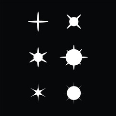 Realistic sparkling star collection