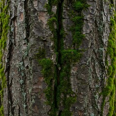 Obraz premium Close-Up of Mossy Tree Bark A Textured Natural Background Image