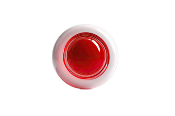 A bright red button with a white border