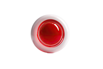 A bright red button with a white border