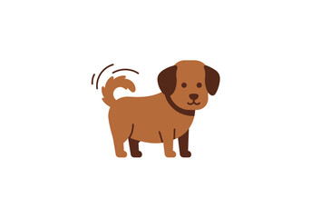 Happy Brown Dog with Wagging Tail Cartoon Illustration.