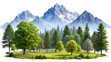 landscape with trees mountains - isolated vector illustration on a white background.PNG