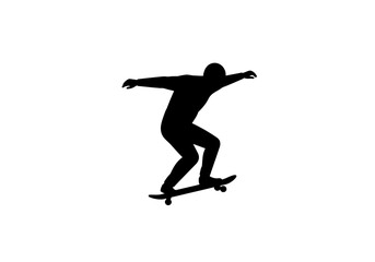 Silhouette of Skateboarder Performing an Aerial Trick.